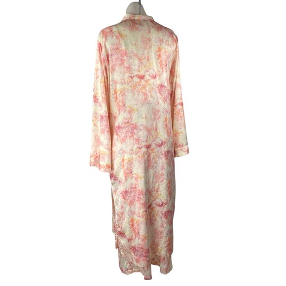 Stars Above Multicolor Silky Satin Marble Print 2Pc Sleepwear Robe Set Size M - Picture 2 of 7